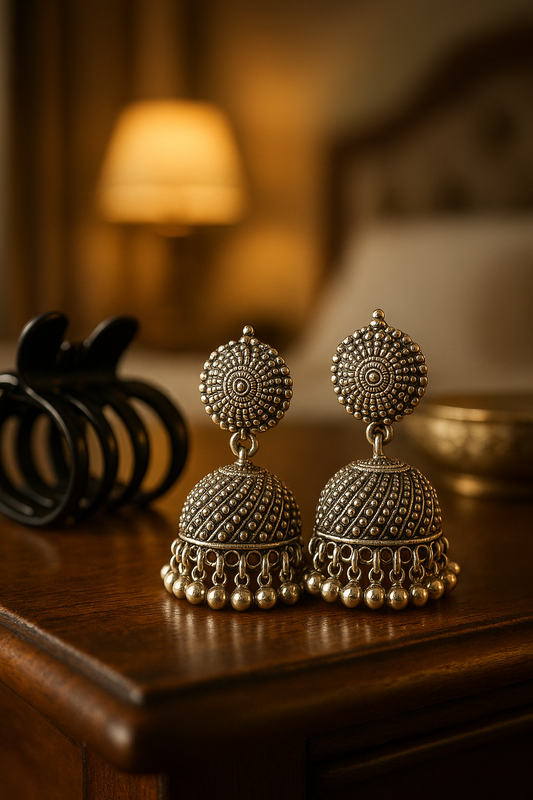 Oxidized Jhumkas Women Pearl Drops Traditional Indian Wedding | AURVIA