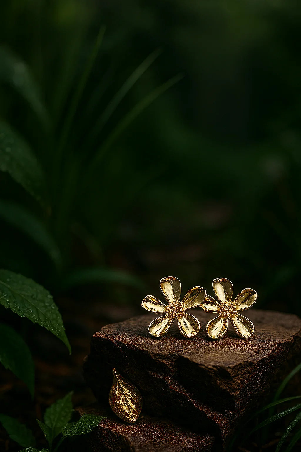Golden Bloom Anti-Tarnish Floral Drop Earrings Women 1-Year Warranty | AURVIA