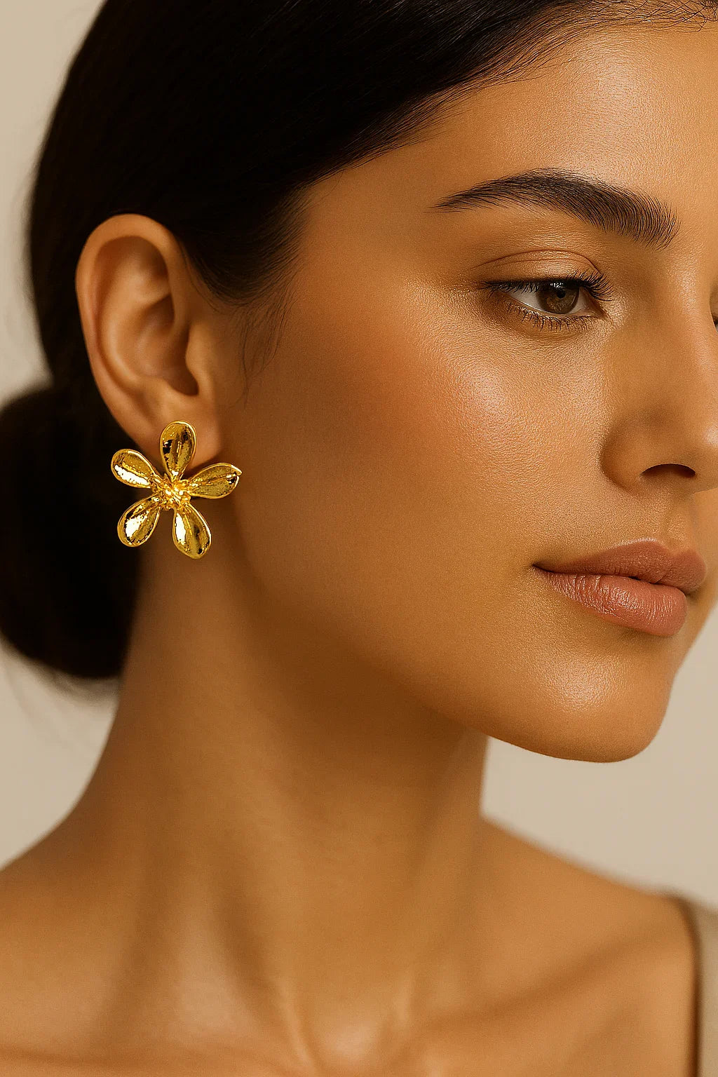 Golden Bloom Anti-Tarnish Floral Drop Earrings Women 1-Year Warranty | AURVIA