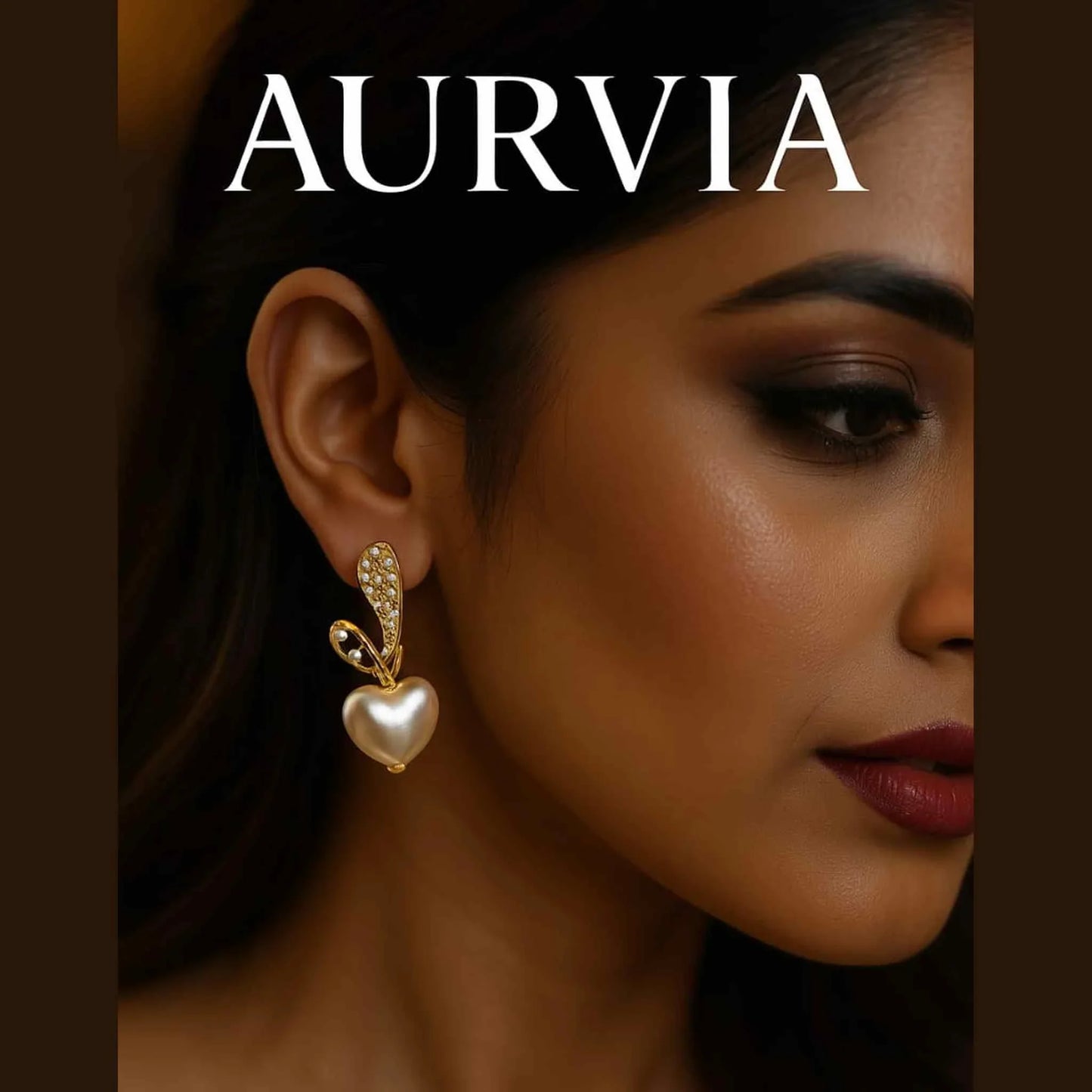 Heart Pearl Drop Earrings Women CZ Romantic Valentine Love | AURVIA