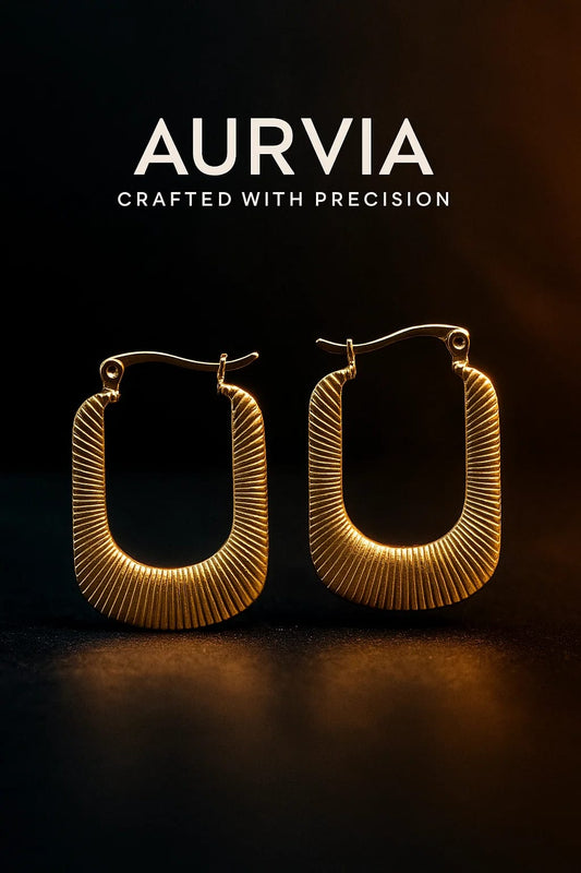 AURVIA gold geometric hoop earrings with anti-tarnish modern design - premium jewelry