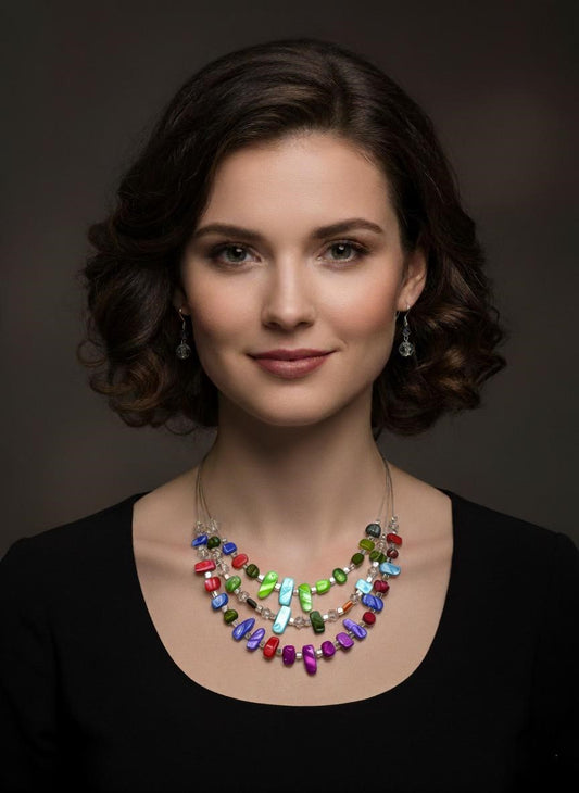 Aurvia Lustered Stone Necklace & Earrings Set - 2025 New Drop