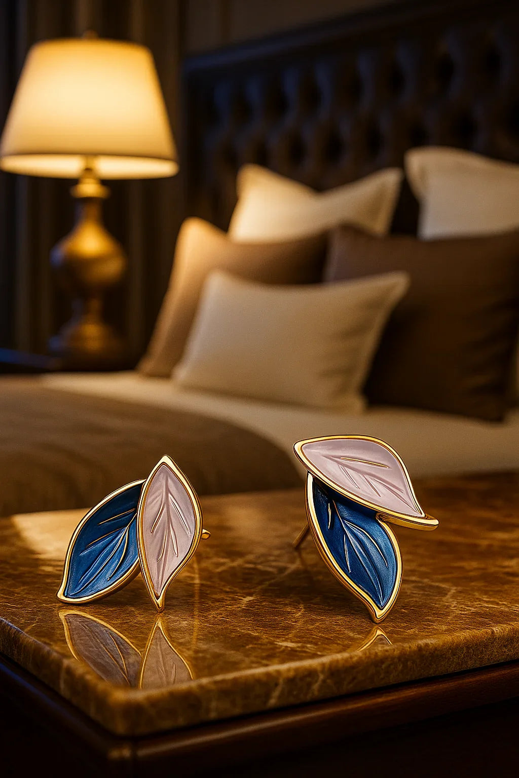 Aurvia Enamel Leaf Earrings | Dual-Tone Anti-Tarnish Jewelry | Premium Elegance