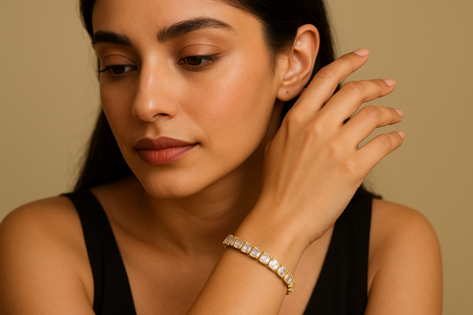 Elegant Indian model showcasing the tennis bracelet - Image 2
