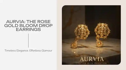AURVIA: The Rose Gold Bloom Drop Earrings by@Outfy